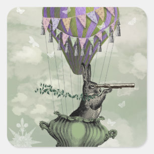 Pegatina Cuadrada Navegando por el conejo