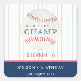 Pegatina Cuadrada Navegue nuestro pequeño campeón de béisbol de cual