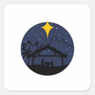 Pegatina Cuadrada Navidad de la Sagrada Familia