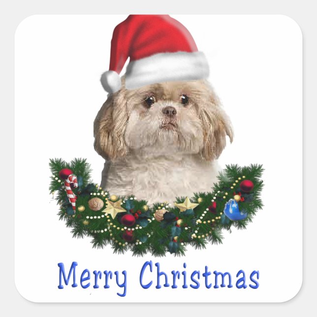 Pegatina Cuadrada Navidad de los animales (Anverso)