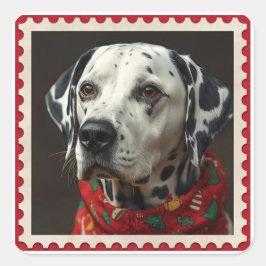 Pegatina Cuadrada Navidad de mascota 