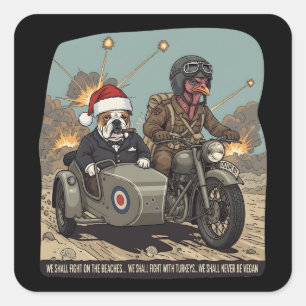 Pegatina Cuadrada Navidad divertida con tema británico