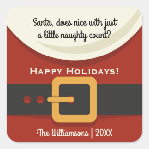 Pegatina Cuadrada Navidad divertido Papá Noel travieso y Niza