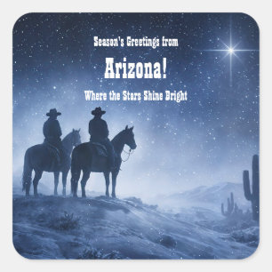 Pegatina Cuadrada Navidad en Arizona Country Western Vaquero