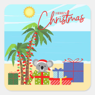 Pegatina Cuadrada Navidad en Australia