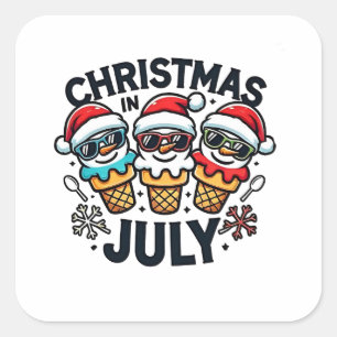 Pegatina Cuadrada Navidad en el 4 de julio de helado USA