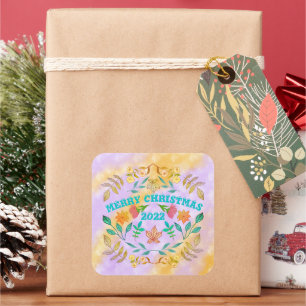 PEGATINA CUADRADA NAVIDAD FERIADA PERSONALIZADA 2023