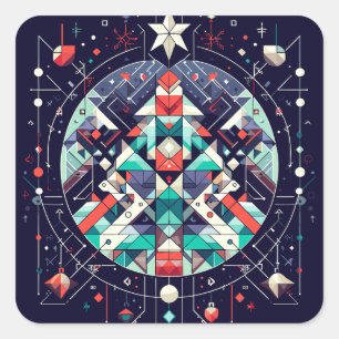 Pegatina Cuadrada Navidad geométrica
