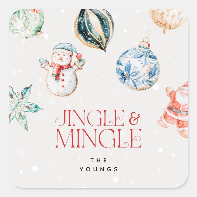 Pegatina Cuadrada Navidad Jingle & Mingle (Anverso)