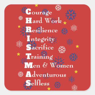 Pegatina Cuadrada Navidad Militar Personalizable