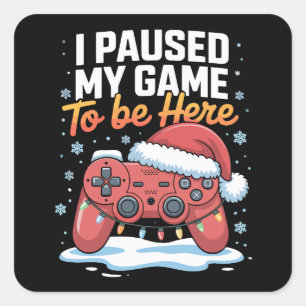 Pegatina Cuadrada Navidad Pausé Mi Juego Para Estar Aquí Divertido S