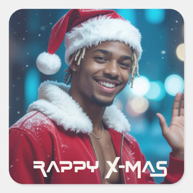 PEGATINA CUADRADA NAVIDAD RAPPY (Anverso)