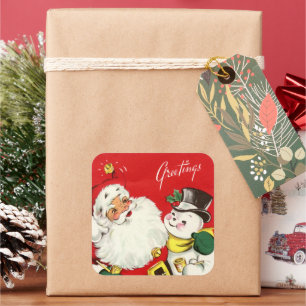 Pegatina Cuadrada navidad retro vintage navidad navideña