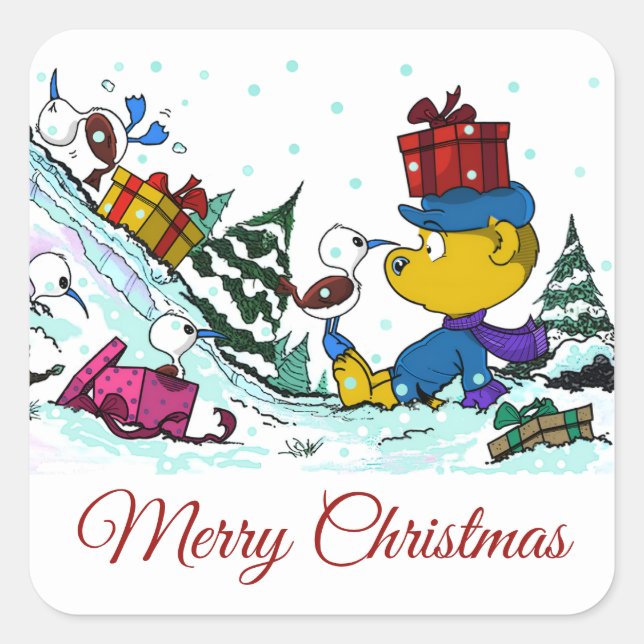 Pegatina Cuadrada Navidad Salvaje (Anverso)