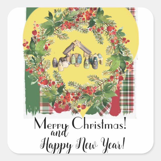 Pegatina Cuadrada ¡navidades! (Anverso)