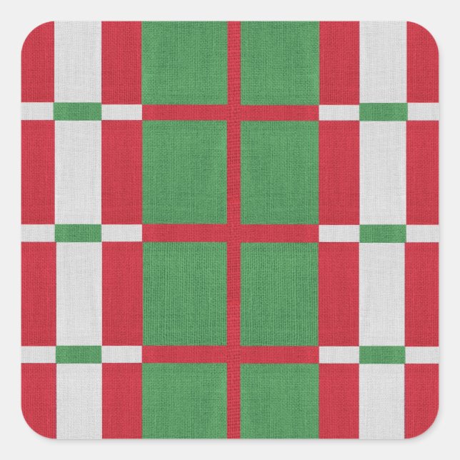 Pegatina Cuadrada Navidades a rayas (Anverso)