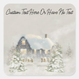 Pegatina Cuadrada Navidades acogedores y ruidosas vibraciones forest