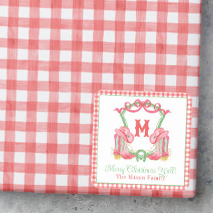 Pegatina Cuadrada Navidades acuarelas Boots Monograma Escudo Foto