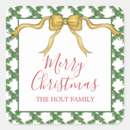 Pegatina Cuadrada Navidades acuarelas Gabinete de regalo de Golden B