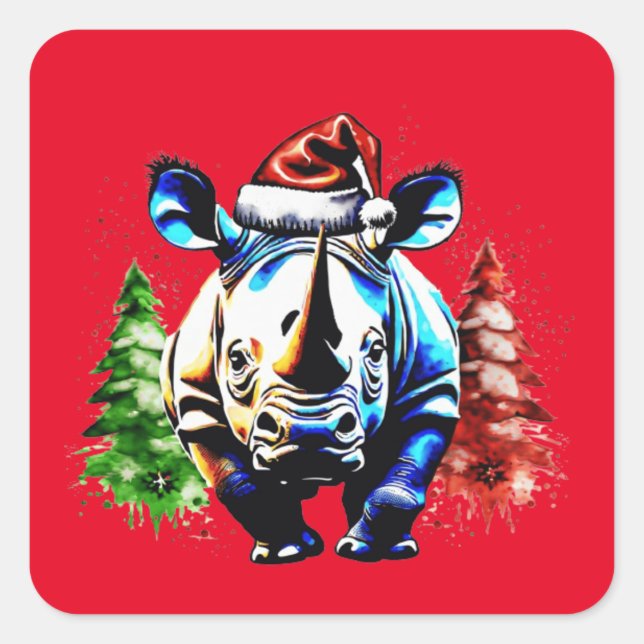 Pegatina Cuadrada Navidades adorables cachorros (Anverso)