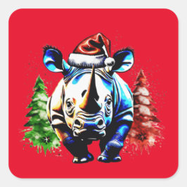 Pegatina Cuadrada Navidades adorables cachorros