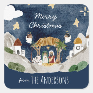 Pegatina Cuadrada Navidades afroamericanos de natividad negra