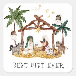Pegatina Cuadrada Navidades afroamericanos de natividad negra