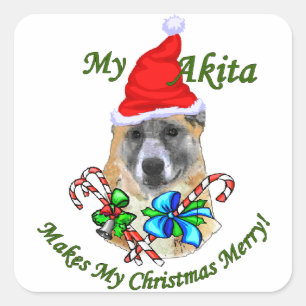 Pegatina Cuadrada Navidades Akita