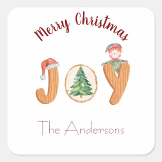 Pegatina Cuadrada Navidades alegres rojos blancos