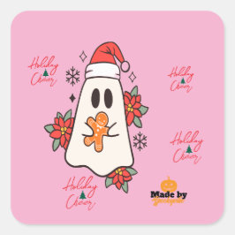 Pegatina Cuadrada Navidades amables Ghost Mug | Pan de jengibre y P 