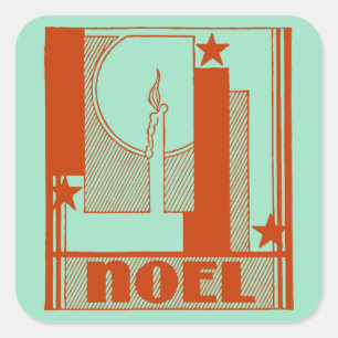 Pegatina Cuadrada Navidades Art Deco Noel
