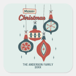 Pegatina Cuadrada Navidades atómicos de mediados del siglo XX