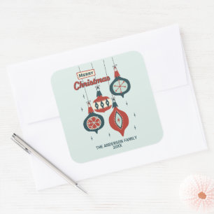 Pegatina Cuadrada Navidades atómicos de mediados del siglo XX