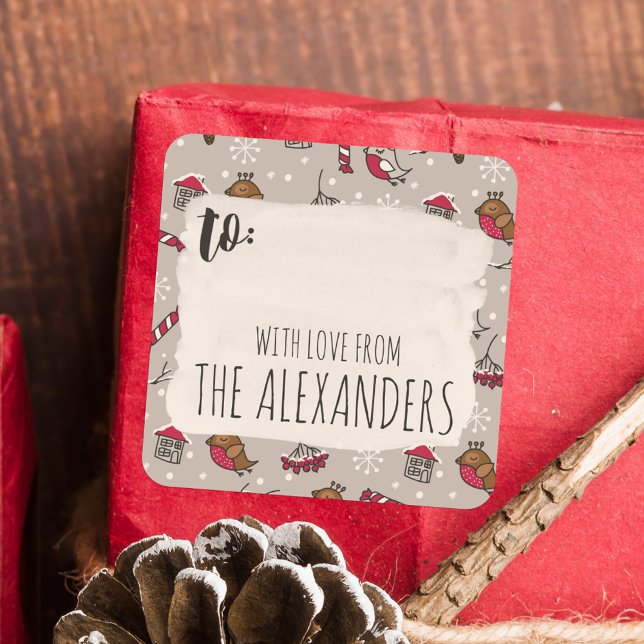 Pegatina Cuadrada Navidades Aves 'Hogar Por Vacaciones' De Vez En Cu (Subido por el creador)