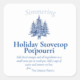 Pegatina Cuadrada Navidades Azules Pagoda Tree Stovetop Potpourri