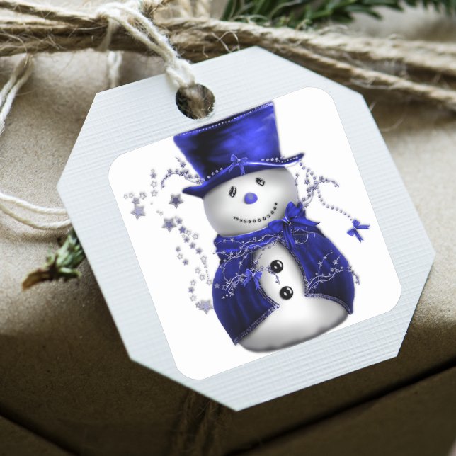 Pegatina Cuadrada Navidades azules Snowman (Subido por el creador)