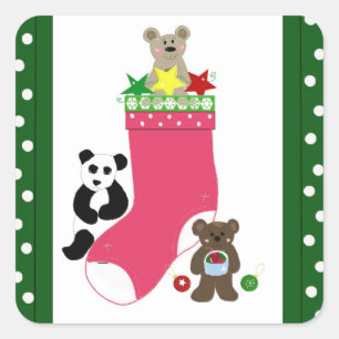 Pegatina Cuadrada Navidades Bears