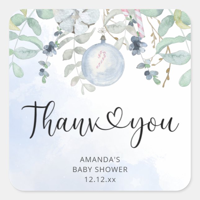 Pegatina Cuadrada Navidades Bebé hace frío afuera (Anverso)