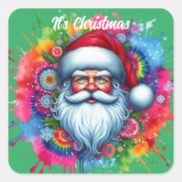 Pegatina Cuadrada Navidades Bella Santa Claus4