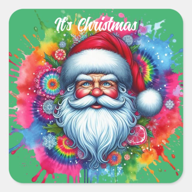Pegatina Cuadrada Navidades Bella Santa Claus4 (Anverso)