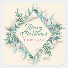 Pegatina Cuadrada Navidades Belly Felices Fiestas Diamantes Marfil