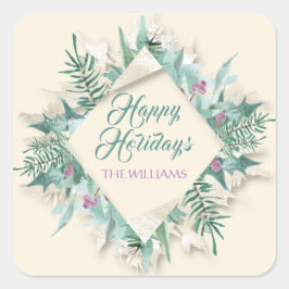 Pegatina Cuadrada Navidades Belly Feliz feriado