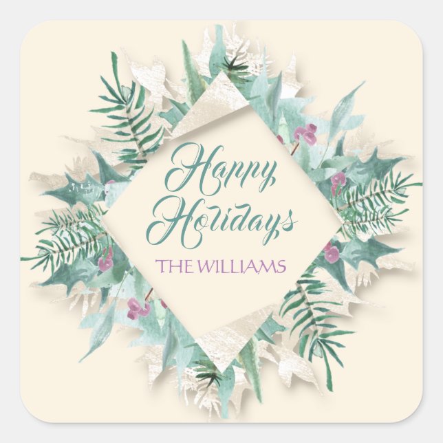 Pegatina Cuadrada Navidades Belly Feliz feriado (Anverso)