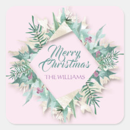 Pegatina Cuadrada Navidades Belly Feliz feriado Diamante Rosa