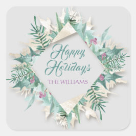 Pegatina Cuadrada Navidades Belly Feliz Navidad Verde azulado Gris