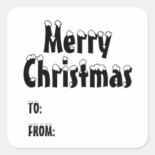 Pegatina Cuadrada Navidades blanco negro blanco blanco a de lindo