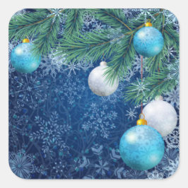 Pegatina Cuadrada Navidades blancos fascinantes