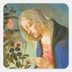 Pegatina Cuadrada Navidades Botticelli Madonna e Niño