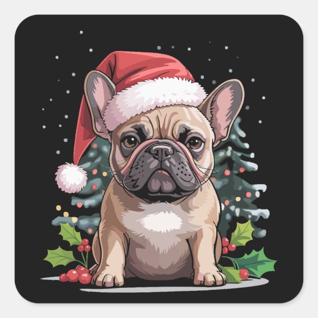 Pegatina Cuadrada Navidades Bulldog francés Lover Dog Mom Funny (Anverso)