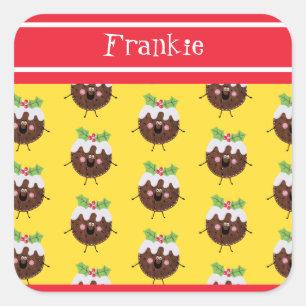Pegatina Cuadrada Navidades burdos personalizados pudding Square Peg